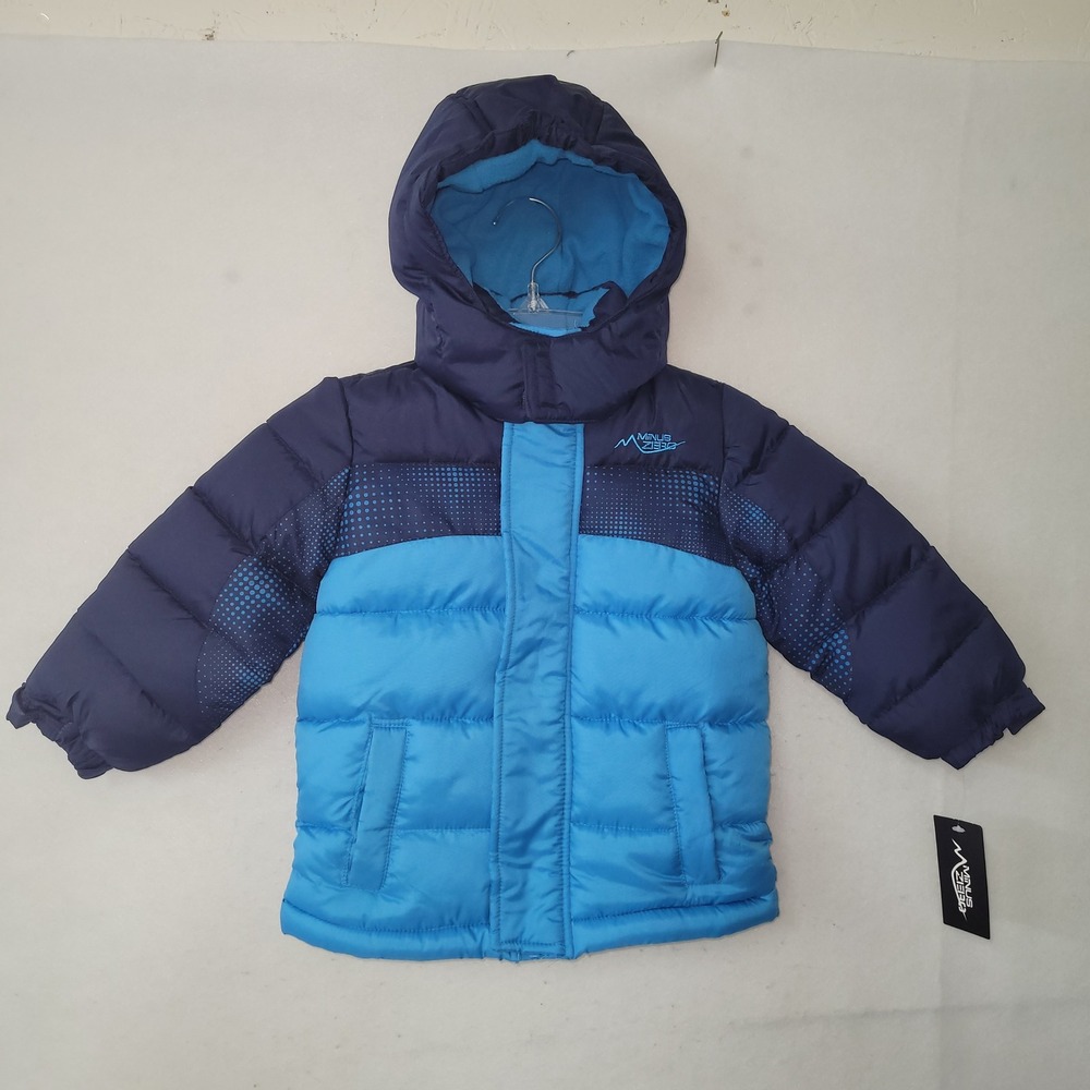 Kids Minus Zero Puffer Jacket Blue Colorblock Size 2T Hooded Winter‎ Coat
